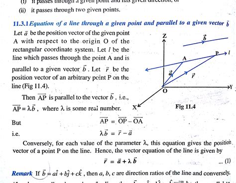 Section 11. . Vector equation of a line passing through a point and parallel to a line